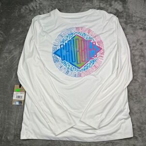 Chubbies Shirt Mens Large White The Sun Crew Reflector‎ Swimming Long Sleeve New